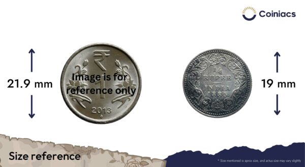 Scarce 1/4 Rupee Victoria Empress 1885 Calcutta Mint ('C' Incused) Silver Coin, British India Uniform Coinage, Collectible. - Image 4