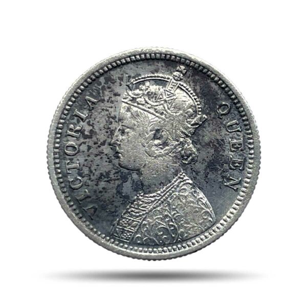 Scarce 1/4 Rupee Victoria Queen 1862 CE Silver Coin, British India Uniform Coinage, Collectible.