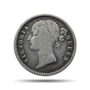 Scarce 1/4 Rupee Victoria Queen 1840 CE Divided Legend 10 Berries (6L +4R ) Silver coin, British India Uniform Coinage, Collectible.