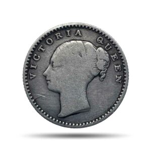 Scarce 1/4 Rupee Victoria Queen Continuous Legend 1840 CE 20 Berries Silver Coin, British India Uniform Coinage, Collectible.