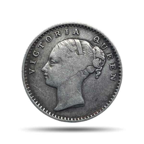 Scarce 1/4 Rupee Victoria Queen Continuous Legend 1840 CE 20 Berries Silver Coin, British India Uniform Coinage, Collectible.