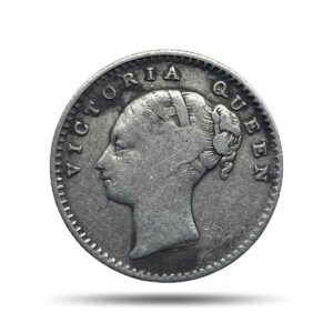 Scarce 1/4 Rupee Victoria Queen Continuous Legend 1840 CE 20 Berries Silver Coin, British India Uniform Coinage, Collectible.