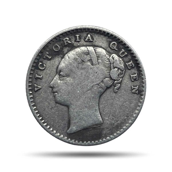 Scarce 1/4 Rupee Victoria Queen Continuous Legend 1840 CE 20 Berries Silver Coin, British India Uniform Coinage, Collectible.