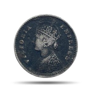 Two Annas Victoria Empress 1900 Bombay Mint ('B' Raised) Silver Coin, British India Uniform Coinage, Collectable.