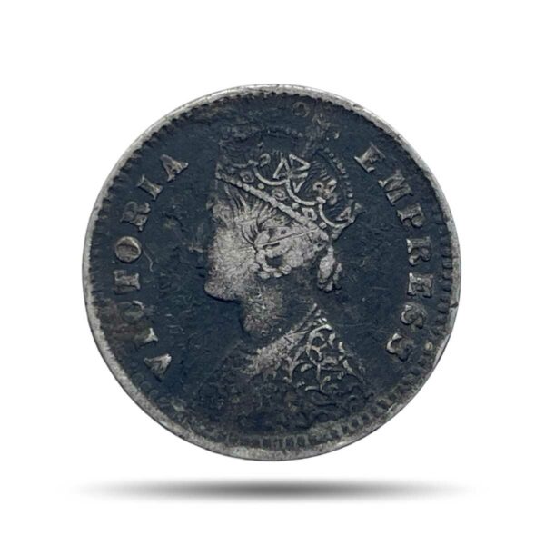 Two Annas Victoria Empress 1900 Bombay Mint ('B' Raised) Silver Coin, British India Uniform Coinage, Collectable.
