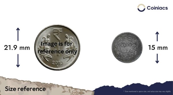Two Annas Victoria Queen 1862 Silver Coin, British India Uniform Coinage, Collectible. - Image 4