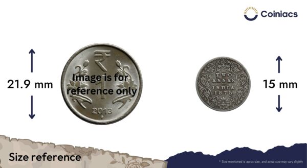 Two Annas Victoria Queen 1875 Silver Coin, British India Uniform Coinage, Collectible. - Image 4