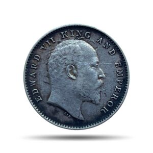 Two Annas Edward VII King And Emperor 1906 Calcutta Mint Silver Coin, British India Uniform Coinage, Collectible.