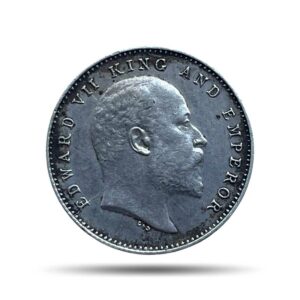 Two Annas Edward VII King And Emperor 1907 Calcutta Mint Silver Coin, British India Uniform Coinage, Collectible.