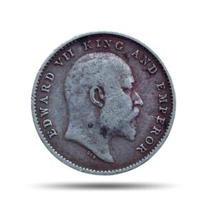 Two Annas Edward VII King And Emperor 1904 Calcutta Mint Silver Coin, British India Uniform Coinage, Collectible.