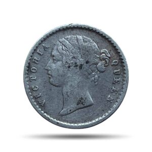 Two Annas Victoria Queen Divided Legend 1841 CE Silver Coin, British India Uniform Coinage, Collectible.