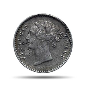 Two Annas Victoria Queen Divided Legend 1841 CE Silver Coin, British India Uniform Coinage, Collectible.