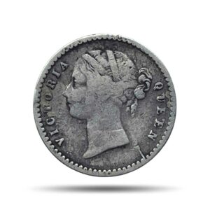 Two Annas Victoria Queen Divided Legend 1841 CE Silver Coin, British India Uniform Coinage, Collectible.