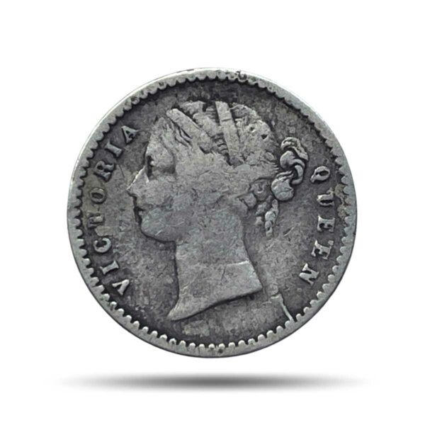 Two Annas Victoria Queen Divided Legend 1841 CE Silver Coin, British India Uniform Coinage, Collectible.