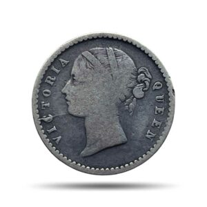 Two Annas Victoria Queen Divided Legend 1841 CE Silver Coin, British India Uniform Coinage, Collectible.