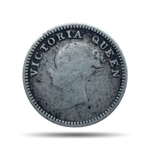 Two Annas Victoria Queen Continous Legend 1841 CE Silver Coin, British India Uniform Coinage, Collectible.