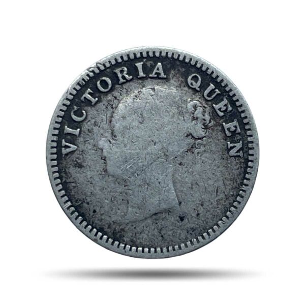 Two Annas Victoria Queen Continous Legend 1841 CE Silver Coin, British India Uniform Coinage, Collectible.