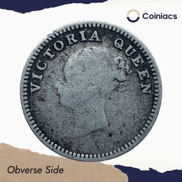 Two Annas Victoria Queen Continous Legend 1841 CE Silver Coin, British India Uniform Coinage, Collectible. - Image 2