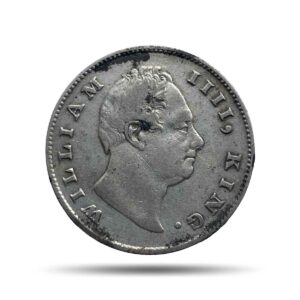 Scarce One Rupee William IIII 1835 Calcutta Mint (Obv-A, Rev-I) Silver Coin, British India Uniform Coinage, Collectible.