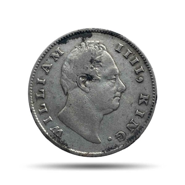 Scarce One Rupee William IIII 1835 Calcutta Mint (Obv-A, Rev-I) Silver Coin, British India Uniform Coinage, Collectible.