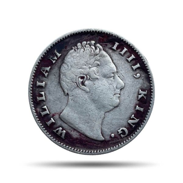 Scarce One Rupee William IIII 1835 Calcutta Mint (Obv-A, Rev-I) Silver Coin, British India Uniform Coinage, Collectible.