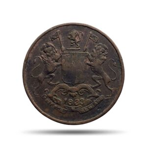 Quarter Anna East India Company 1833 Copper Coin, Bombay Presidency, Collectible.