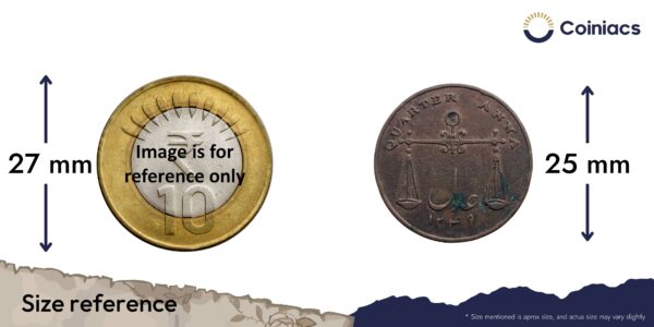 Quarter Anna East India Company 1833 Copper Coin, Bombay Presidency, Collectible. - Image 4