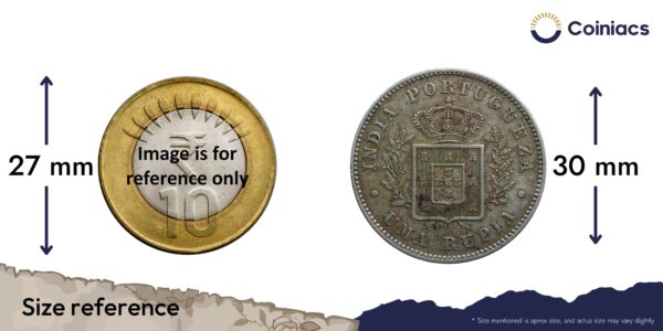 Uma Rupia (1 Rupia) Luiz I 1882 CE Silver coin, Portuguese India (India Portugueza), XF - Image 4