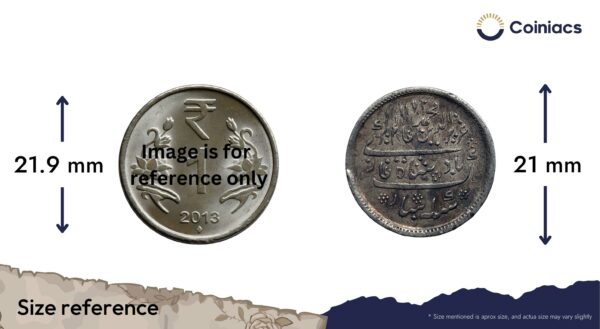 Scarce Half Rupee Alamgir II RY 6 1172 AH (1823-1825 CE)(Rose on Reverse, Struck at Calcutta) Arkot Mint Silver old coin, Madras Presidency, Collectible. - Image 4