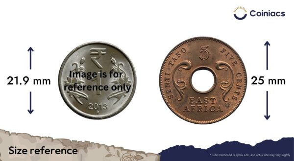 5 Cents (Senti Tano) 1964 Bronze old coin, East Africa (Republic of Uganda, Tanzania & Kenya), UNC - Image 4
