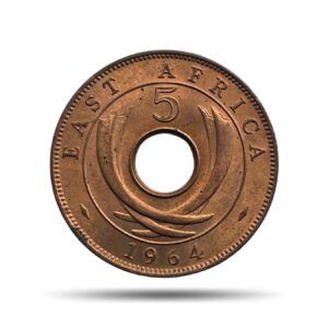 5 Cents (Senti Tano) 1964 Bronze old coin, East Africa (Republic of Uganda, Tanzania & Kenya), UNC