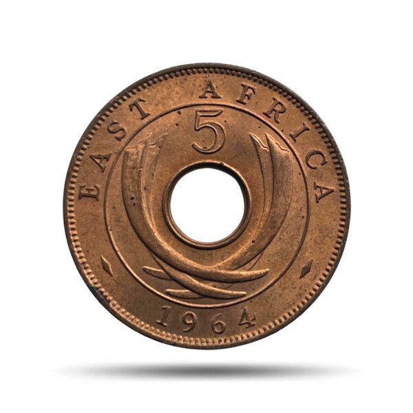 5 Cents (Senti Tano) 1964 Bronze old coin, East Africa (Republic of Uganda, Tanzania & Kenya), UNC