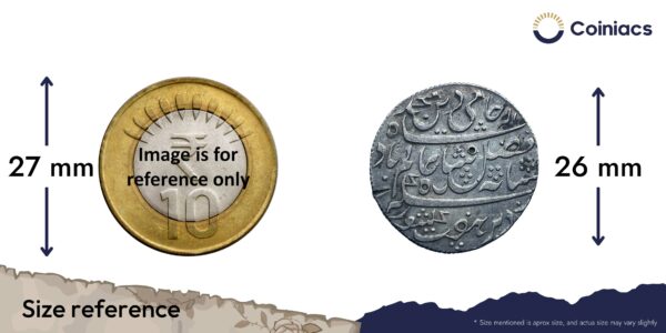 Scarce One Rupee Shah Alam II RY 45 (1820-31 CE) Farrukhabad Mint Silver Coin, Bengal Presidency, Collectible. - Image 4