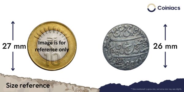 Scarce One Rupee Shah Alam II RY 45 (1820-31 CE) Farrukhabad Mint Silver Coin, Bengal Presidency, Collectible. - Image 4