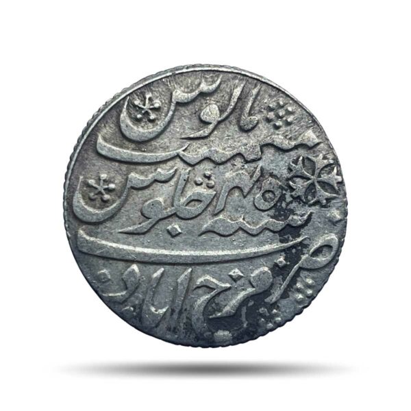 Scarce One Rupee Shah Alam II RY 45 (1820-31 CE) Farrukhabad Mint Silver Coin, Bengal Presidency, Collectible.