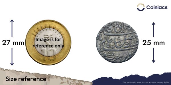 Scarce One Rupee Shah Alam II RY 45 (1820-31 CE) Farrukhabad Mint Silver Coin, Bengal Presidency, Collectible. - Image 4