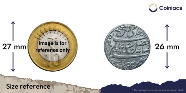 Scarce One Rupee Shah Alam II RY 19 (1819-29 CE) Murshidabad Mint Silver coin, Bengal Presidency, UNC. - Image 4