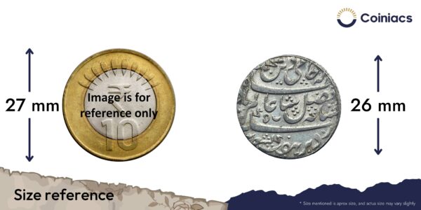 Scarce One Rupee Shah Alam II RY 19 (1819-29 CE) Murshidabad Mint Silver coin, Bengal Presidency, UNC. - Image 4