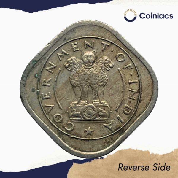 Scarce 1/2 Anna Bull 1950 Calcutta Mint Copper-Nickel Coin, Republic India Anna Series, Collectible. - Image 3