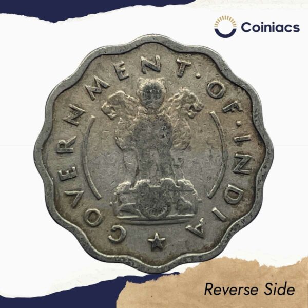 One Anna Bull 1954 Bombay Mint Copper-Nickel Coin, Republic India Anna Series, Collectible. - Image 3
