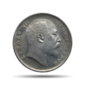 One Rupee Edward VII King & Emperor 1906 CE Bombay Mint Silver Coin, British India Uniform Coinage, Collectible.