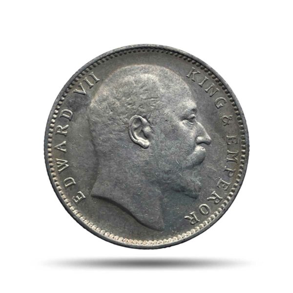 One Rupee Edward VII King & Emperor 1906 CE Bombay Mint Silver Coin, British India Uniform Coinage, Collectible.