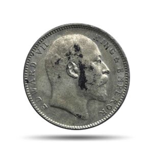One Rupee Edward VII King & Emperor 1907 CE Bombay Mint Silver Coin, British India Uniform Coinage, Collectible.