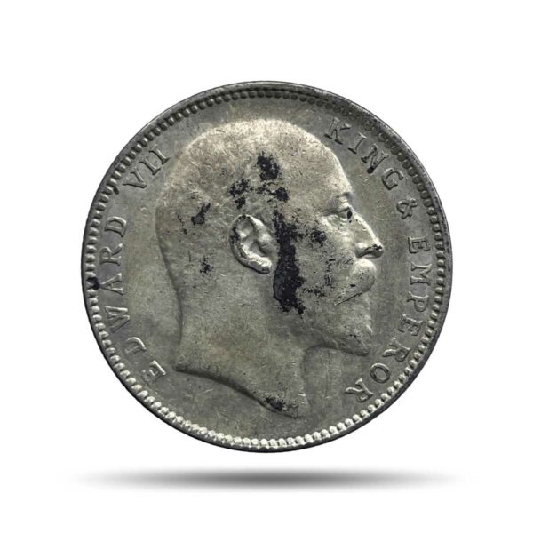 One Rupee Edward VII King & Emperor 1907 CE Bombay Mint Silver Coin, British India Uniform Coinage, Collectible.