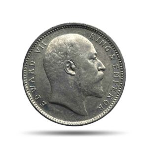 One Rupee Edward VII King & Emperor 1907 CE Calcutta Mint Silver Coin, British India Uniform Coinage, Collectible.