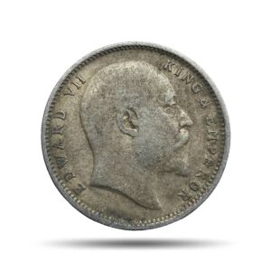 Scarce One Rupee Edward VII King & Emperor 1909 CE Calcutta Mint Silver Coin, British India Uniform Coinage, Collectible.
