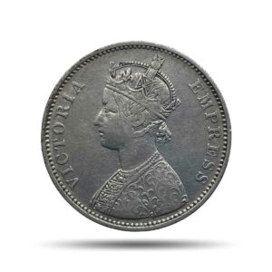 One Rupee Victoria Empress 1879 (Dot) Bombay Mint (Obv-A3, Rev-I) Silver Coin, British India Uniform Coinage, Collectible.