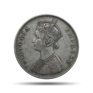 One Rupee Victoria Empress 1878 (Dot) Bombay Mint (Obv-A, Rev-II) Silver Coin, British India Uniform Coinage, Collectible.
