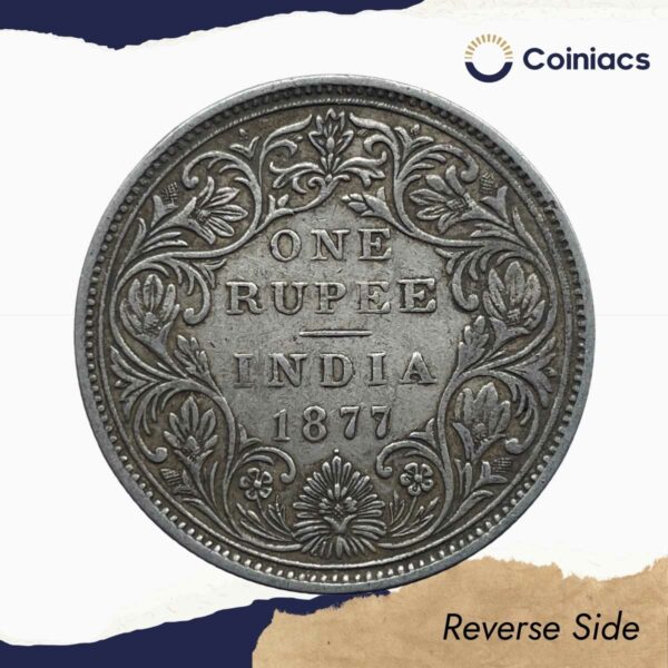One Rupee Victoria Empress 1878 (Dot) Bombay Mint (Obv-A, Rev-II) Silver Coin, British India Uniform Coinage, Collectible. - Image 3