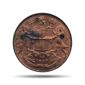 Scarce Quarter Anna East India Company 1858 Copper Coin, British India Uniform Coinage, UNC.